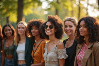 Groupe diversifié de Français dans un parc parisien ensoleille