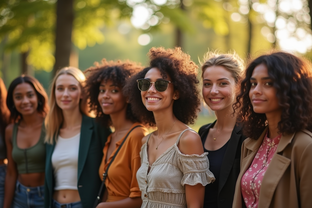 Groupe diversifié de Français dans un parc parisien ensoleille