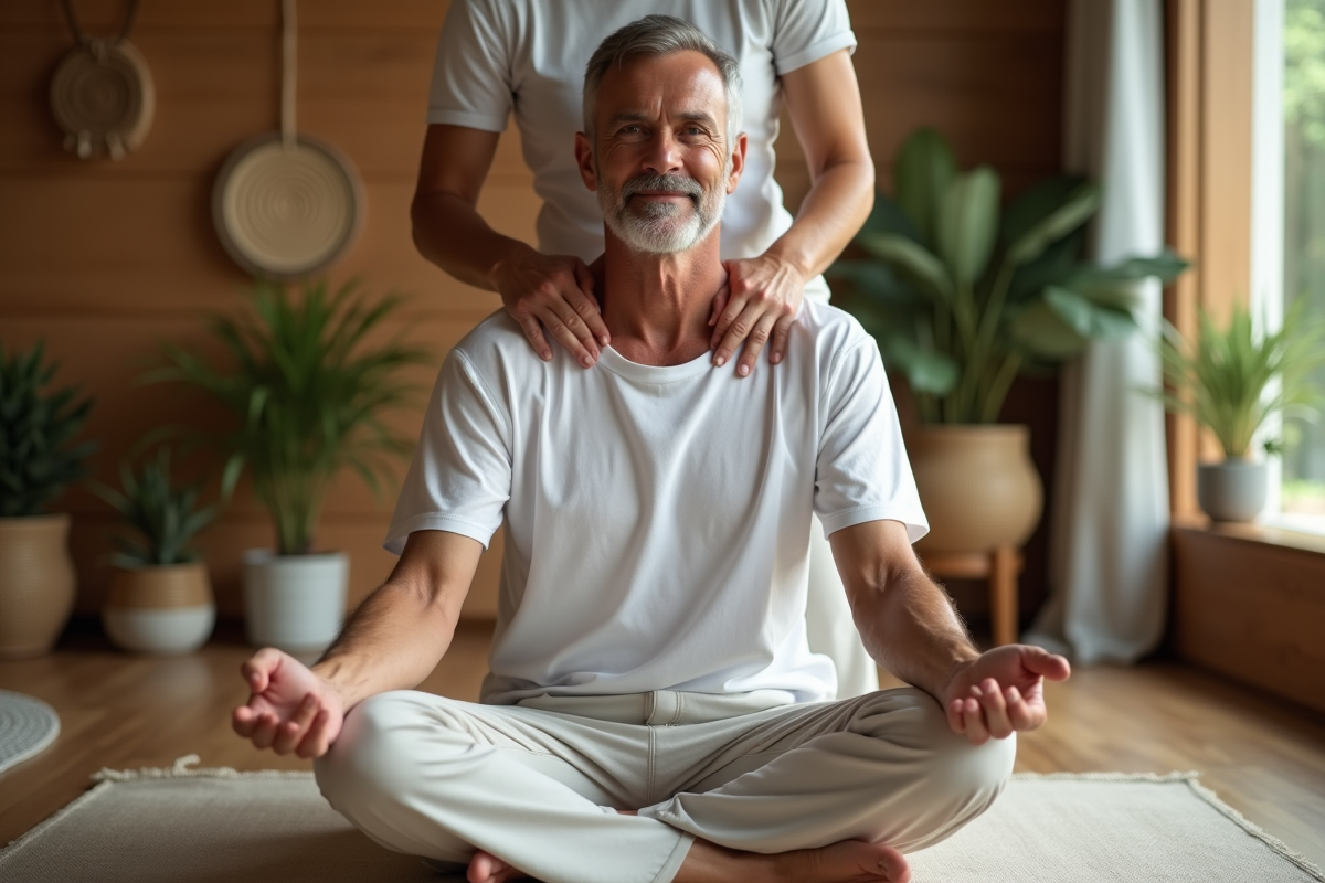 Homme assis en méditation lors d