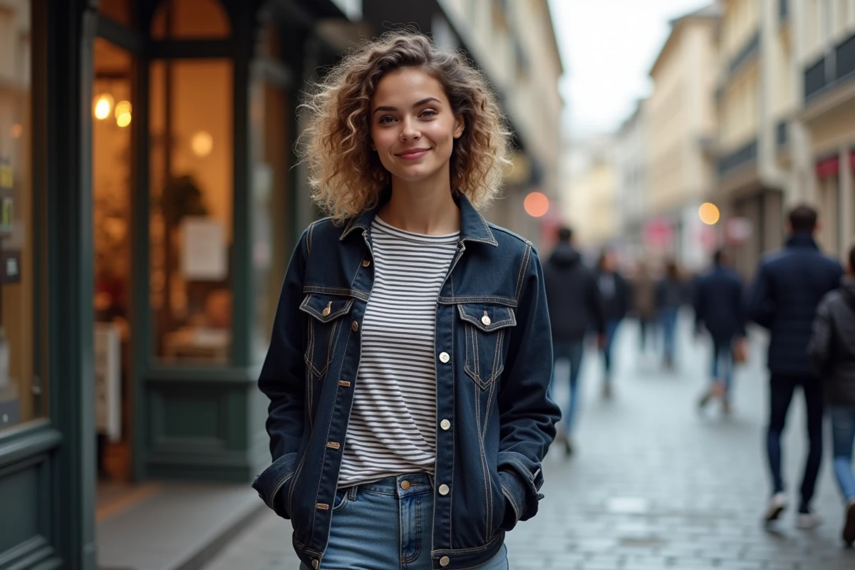 Jeune femme avec carré dégradé dans la rue urbaine