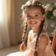 Jeune fille souriante avec tresses et accessoires floraux
