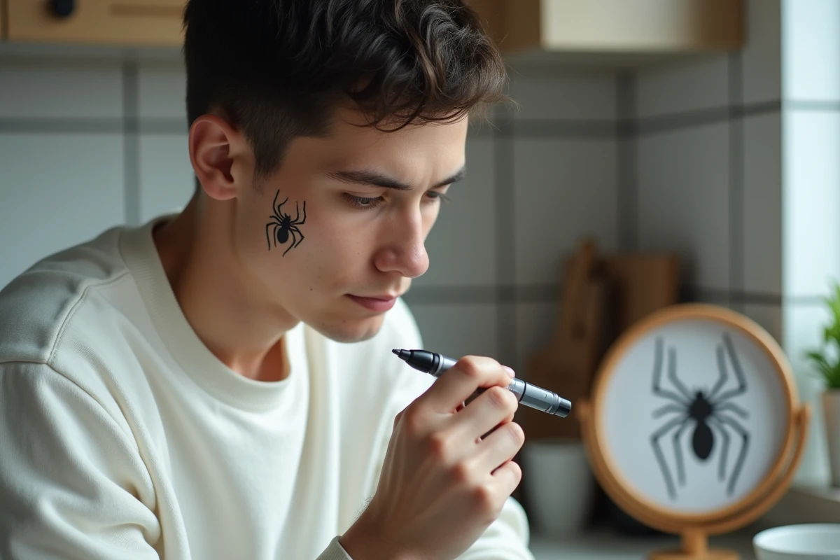 Jeune homme dessinant une silhouette d