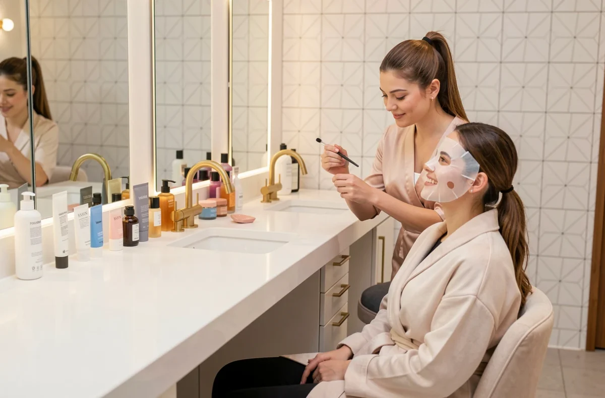 Ambiance beauty bar moderne de l'O'Beauty Bar à Strasbourg avec soin masque