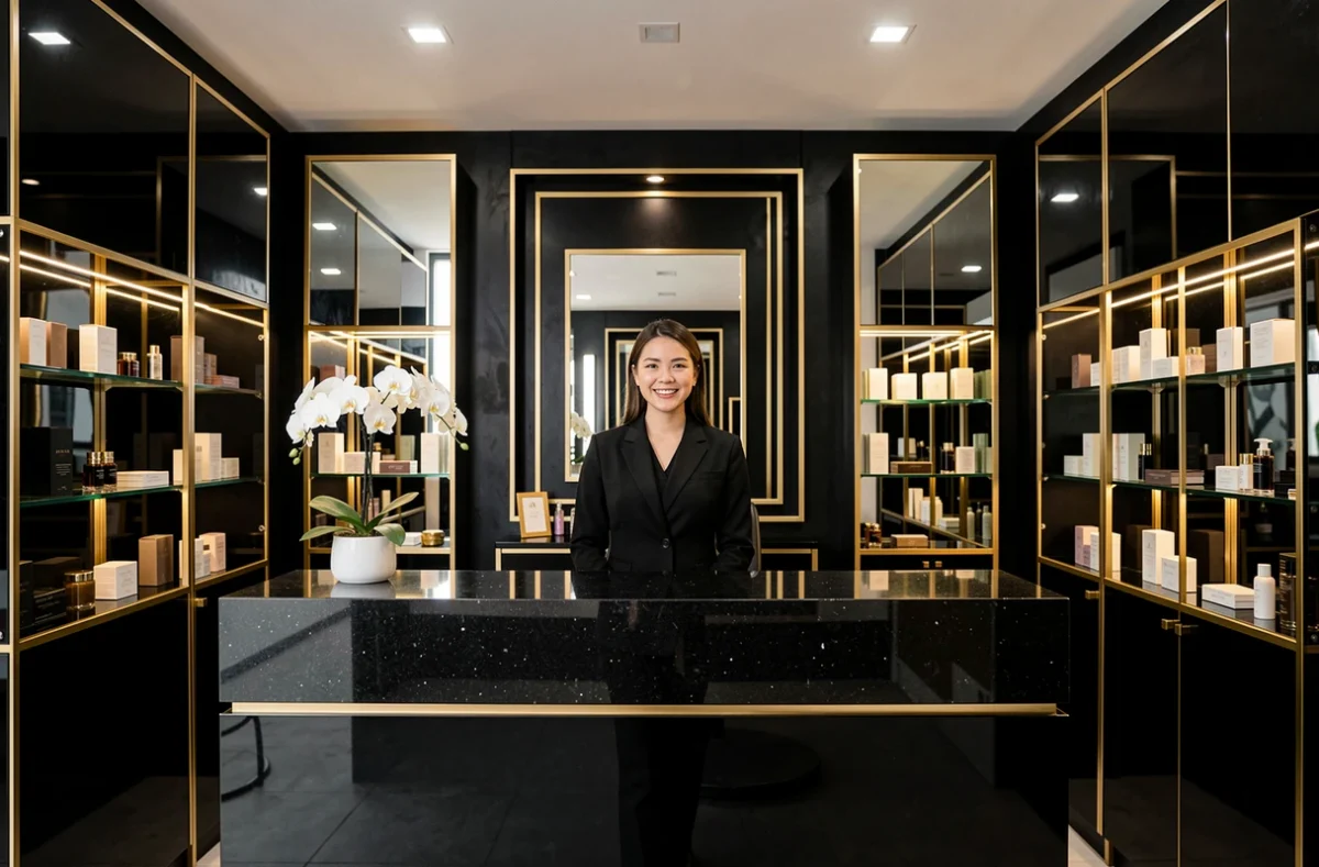 Réception luxueuse du Palais de la Beauté à Geispolsheim avec décoration noire et dorée